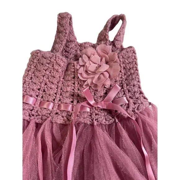 Elly and Emmy My First Dress Up Tulle Dress Mauve Pink Baby Dress Size O-6 - Picture 2 of 4